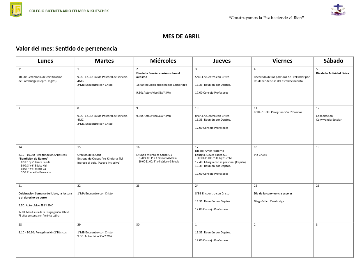 Calendario Escolar